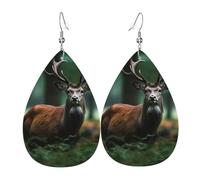 Pendientes de lágrima de cuero para mujer, diseño de ciervo salvaje del bosque, aretes colgantes ligeros, joyería de moda, regalos para mujeres y mujeres