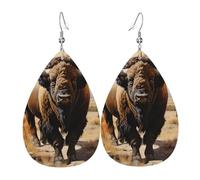 Pendientes de lágrima de cuero para mujer, diseño de flores al óleo sobre lienzo, ligeros, accesorios de joyería, talla única, Cuero