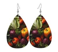 Pendientes de lágrima de cuero para mujer, diseño de flores al óleo sobre lienzo, ligeros, accesorios de joyería, talla única, Cuero