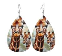 Pendientes de lágrima de cuero para mujer, diseño de jirafa de ciervo en acuarela, ligeros, regalos de joyería de moda para mujeres y mujeres