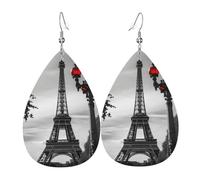 Pendientes de lágrima de cuero para mujer, diseño de la Torre Eiffel de Londres, ligeros, joyería de moda, regalos para mujeres y mujeres