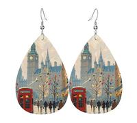 Pendientes de lágrima de cuero para mujer, diseño de Londres, ligeros, colgantes, joyería de moda, regalos para mujeres y mujeres