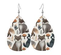 Pendientes de lágrima de cuero para mujer, diseño de mapache del bosque, ligeros, colgantes, joyería de moda, regalos para mujeres y mujeres