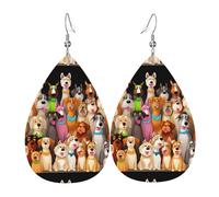 Pendientes de lágrima de cuero para mujer, muchos perros lindos, ligeros, aretes colgantes de joyería de moda para mujeres y mujeres