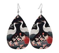 Pendientes de lágrima de cuero para mujer, pájaros voladores, grulla, garza, aretes colgantes ligeros, joyería de moda, regalos para mujeres y mujeres