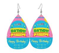 Pendientes de lágrima de globo de feliz cumpleaños, aretes de gota ligeros adecuados para regalos de Navidad y día de San Valentín