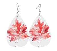 Pendientes de lágrima de hoja de arce rojo, aretes de gota ligeros adecuados para regalos de Navidad y día de San Valentín