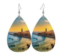 Pendientes de lágrima de puesta de sol en Barcelona, aretes de gota ligeros adecuados para regalos de Navidad y día de San Valentín