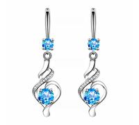 Pendientes de lágrima para mujer, chapados en plata, circonita cúbica, cristal de diamante, aretes de piedra natal, para fecha, noche, día de la madre, regalo de joyería, talla única, Cobre, Sin