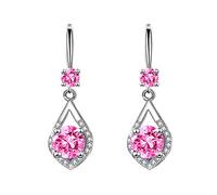 Pendientes de lágrima para mujer, chapados en plata, circonita cúbica, cristal de diamante, aretes de piedra natal, para fecha, noche, día de la madre, regalo de joyería, talla única, Cobre, Sin
