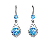 Pendientes de lágrima para mujer, chapados en plata, circonita cúbica, cristal de diamante, aretes de piedra natal, para fecha, noche, día de la madre, regalo de joyería, talla única, Cobre, Sin