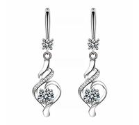 Pendientes de lágrima para mujer, chapados en plata, circonita cúbica, cristal de diamante, aretes de piedra natal, para fecha, noche, día de la madre, regalo de joyería, talla única, Cobre, Sin
