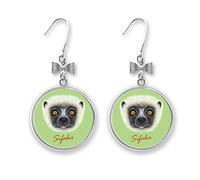 Pendientes de lazo con diseño de mono Sifaka, color blanco, esponjoso, con gancho perforado