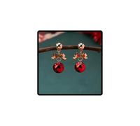Pendientes de lazo de Navidad, aretes colgantes de lazo dorado, aretes de bola roja para mujer, bonitos aretes de vacaciones para mamá, hija, hermana, regalo de joyería, M, Cobre Acero aleado, Sin