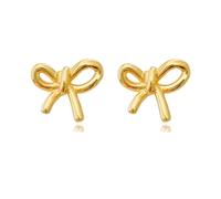 Pendientes de lazo de oro plateado para mujer, delicados aretes de lazo estético, aretes de lazo de mariposa, Zinc, Sin piedra preciosa