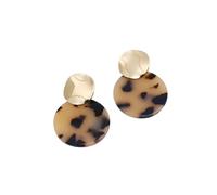 Pendientes de leopardo de oro amarillo de 14 quilates para mujeres y hombres, aretes redondos de clip sin agujero geométrica de orejas de leopardo, aretes de guepardo, aretes de estampado animal