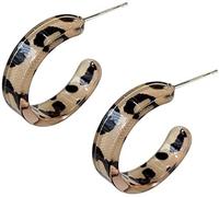 Pendientes de leopardo Pendientes de aro de resina acrílica Trendy Statement Colgando el pendiente K-Pop Elegante Regalo de Joyería con Pendientes de Botón Leopardo, Marrón Practical