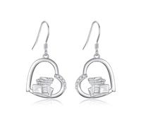 Pendientes de libro de plata de ley 925 con forma de corazón y libro de lectura, regalos para mujeres, niñas, amantes de la lectura, profesores, Plata, No es una piedra preciosa