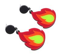 Pendientes de Llama de Fuego 1 Par Acrílico Rojo Mujer Decoracion Colegio | Diseño Creativo y Sencillo, Cómodos de Llevar, Estilo, para Back To School Season y Hanging Out