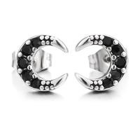 Pendientes de Luna Creciente para Mujer de Acero Inoxidable con Piedras Negras Estilo Celestial Wicca Gótica