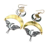 Pendientes de luna y polilla con diseño único que simboliza el cambio y el renacimiento, aretes con textura de aleación para mujer