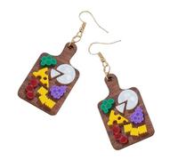 Pendientes de madera resistentes portátiles que se asemejan a platos pequeños, accesorio portátil para amantes de, uso diario, ropa informal, joyería de