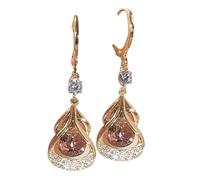Pendientes de magnetoterapia, de flujo linfático, con circonita para mujer, café, Talla única