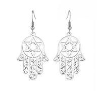 Pendientes de Mano de Fátima Hamsa para Mujeres y Niñas de Acero Inoxidable, Elegantes y Modernos, Joyería Hamsa, Regalo, Acero inoxidable