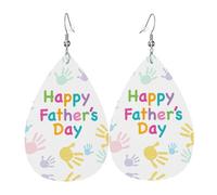 Pendientes de mano y feliz día del padre para mujer, aretes de gota de estrella festiva, joyería colgante elegante para celebraciones, One Size, Cuero