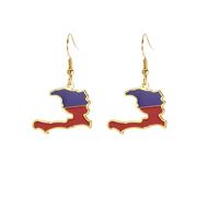 Pendientes de mapa de la República de Haití, aretes de mapa nacional, bandera de mapa de Puerto Príncipe, joyería de recuerdo para mujeres y hombres, Medio, Acero inoxidable, Sin piedra preciosa
