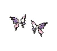 Pendientes de mariposa, aretes de mariposa de color de personalidad, aretes de tuerca dulces, aretes de tuerca de moda, aretes de tuerca para mujer M1361, 0.75 x 0.8 pulgadas, latón, sin piedras