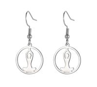 Pendientes de meditación de yoga hindú para mujer, de acero inoxidable, con patas cruzadas, manos juntas, meditación, pose, regalos inspiradores, Acero inoxidable, Sin piedra preciosa