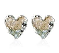 Pendientes de mezcla integrada de cristal con diseño de corazón brillante, joyería de moda, ejemplares para regalo, de lo contrario, uso individual, aretes para estudiantes, One Size, como se describe