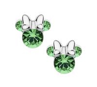 Pendientes de Minnie Mouse con piedra natal Disney para mujer, plata, joyas de Disney, decoradas con circonitas