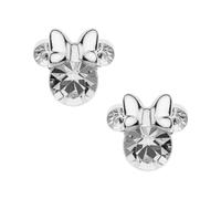 Pendientes de Minnie Mouse con piedra natal Disney para mujer, plata, joyas de Disney, decoradas con circonitas