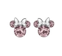Pendientes de Minnie Mouse con piedra natal Disney para mujer, plata, joyas de Disney, decoradas con circonitas