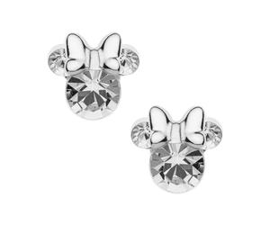 Pendientes de Minnie Mouse con piedra natal Disney para mujer, plata, joyas de Disney, decoradas con circonitas
