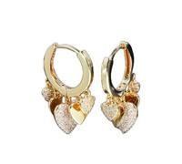 Pendientes de moda - Circonitas cúbicas de moda con borla colgante en forma de corazón, aretes de aro infinitos para mujer, joyería bohemia