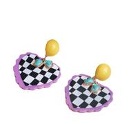 Pendientes de moda de verano para mujeres: lindos pendientes de joyería para mujeres, aretes acrílicos de amor retro y diversión, pendientes de arco simples y elegantes