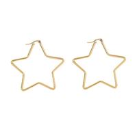 Pendientes de moda para mujer, aretes de aro dorados con estrella hueca pequeña para hermana, día del padre, joyería mejorada, Gold Star, Acero inoxidable, Sin piedra preciosa