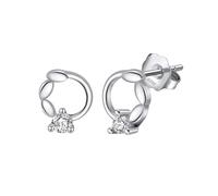 Pendientes de moda para mujer, aretes de oro con diseño de hojas circulares con circonita cúbica para hermanas, joyería de cumpleaños popular, 7.8x7MM, Plata de ley, Circonia cúbica