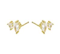Pendientes de moda para mujer, aretes de tuerca con 2 lágrimas de moissanita, oro de 9 quilates, 14 quilates, 18 quilates y platino, Metal, Moissanita