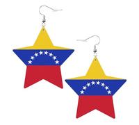 Pendientes de moda para mujer, diseño de bandera de Venezuela, aretes colgantes celestiales, joyería en forma de estrella para una versatilidad, One Size, Cuero