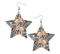 Pendientes de moda para mujer, diseño de cebra y jirafa, aretes colgantes celestiales, joyería en forma de estrella para una versatilidad, One Size, Cuero