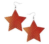 Pendientes de moda para mujer, diseño de escamas de pez rojo, aretes colgantes celestiales, joyería en forma de estrella para una versatilidad, One Size, Cuero
