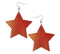 Pendientes de moda para mujer, diseño de escamas de pez rojo, aretes colgantes celestiales, joyería en forma de estrella para una versatilidad, One Size, Cuero