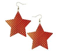 Pendientes de moda para mujer, diseño de escamas de pez rojo, aretes colgantes celestiales, joyería en forma de estrella para una versatilidad, One Size, Cuero