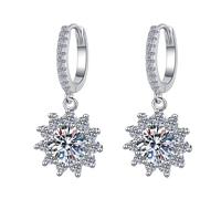 Pendientes de Moissanita de las señor oras, D-color de 1 quilate de moissanita, pendientes de plata de ley S925 de las se Españolas, regolo de joyería de las españolas