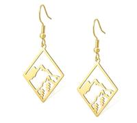 Pendientes de montaña de acero inoxidable con patrón de árbol para entusiastas del aire libre, regalos para excursionistas, campistas, escaladores y amantes de la naturaleza, talla única, Acero