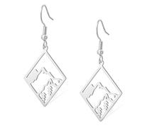 Pendientes de montaña de acero inoxidable con patrón de árbol para entusiastas del aire libre, regalos para excursionistas, campistas, escaladores y amantes de la naturaleza, talla única, Acero